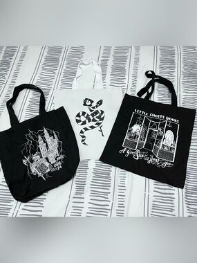 Set of 3 Black & White Graphic Tote Bags